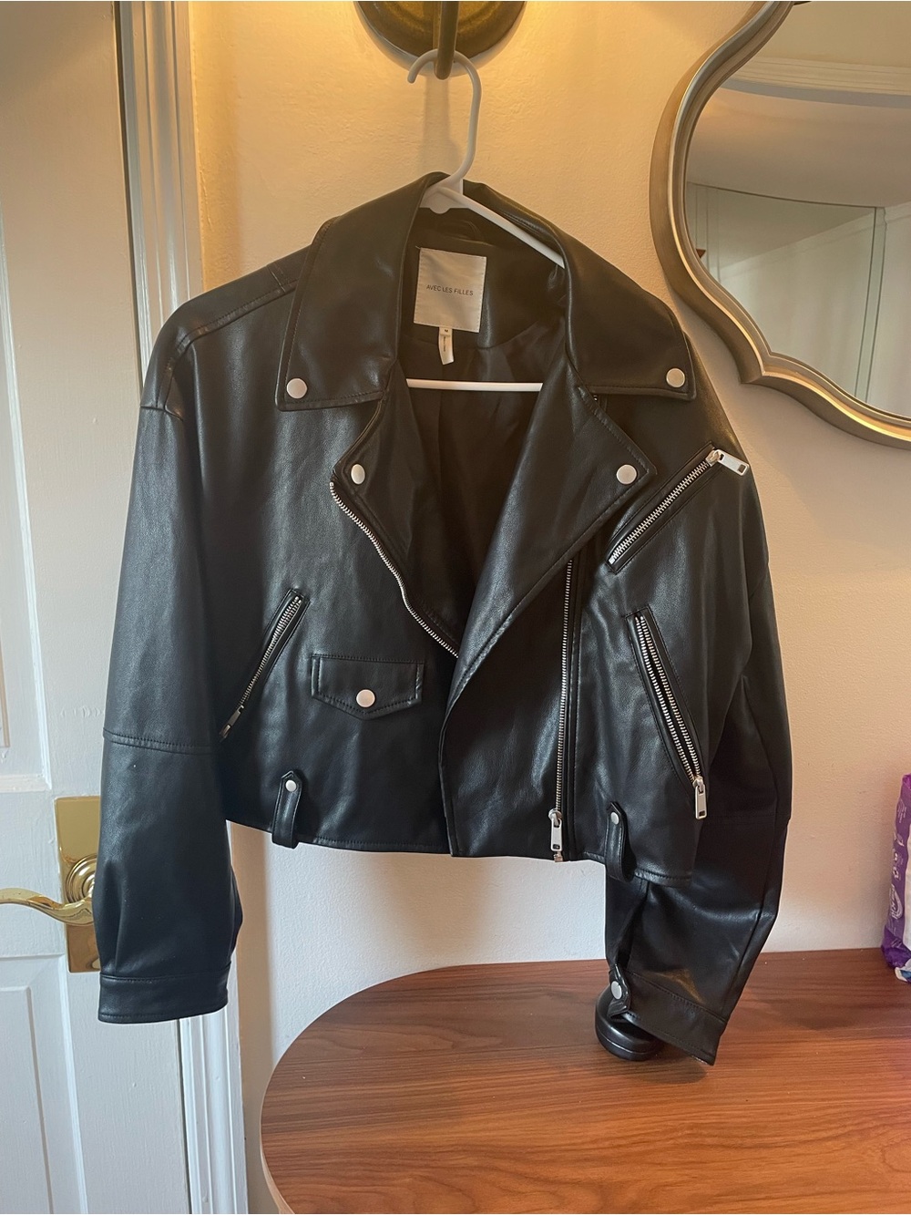 Avec Les Filles Black Faux Leather Moto Jacket - Picture 2 of 4